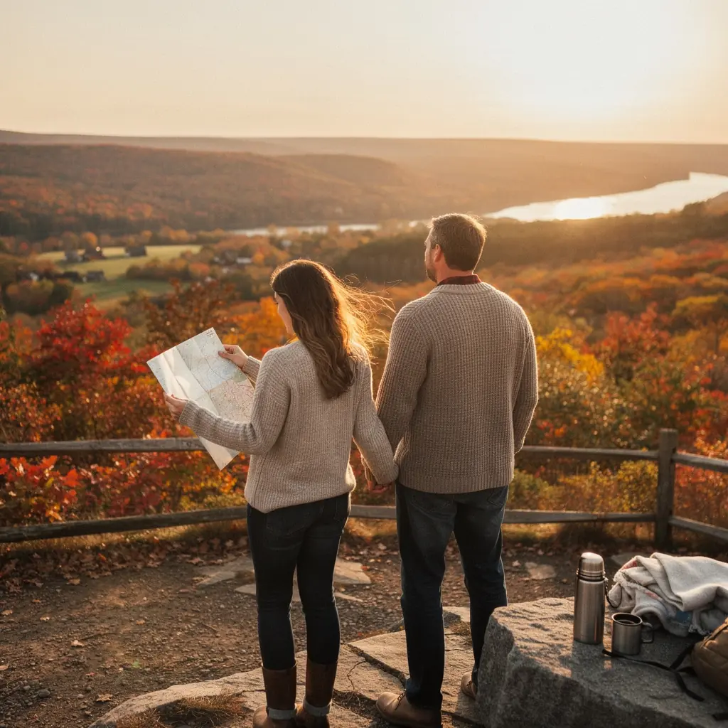 Панорамный вид на горы и леса, идеально подходящий для активного отдыха на свежем воздухе.
